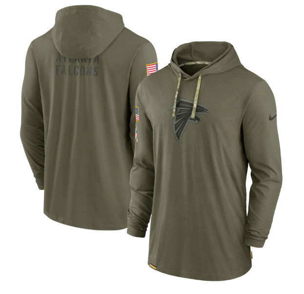 Atlanta Falcons 2022 Olive Salute To Service Tonal Pullover Hoodie